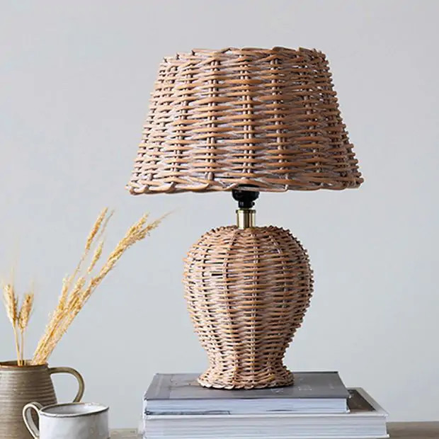 Natural Rattan Table Lamp | Antique Farm House