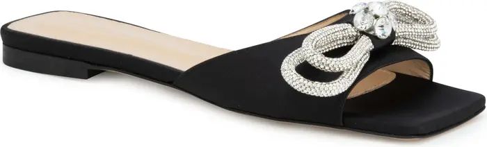 Double Crystal Bow Square Toe Slide Sandal (Women) | Nordstrom