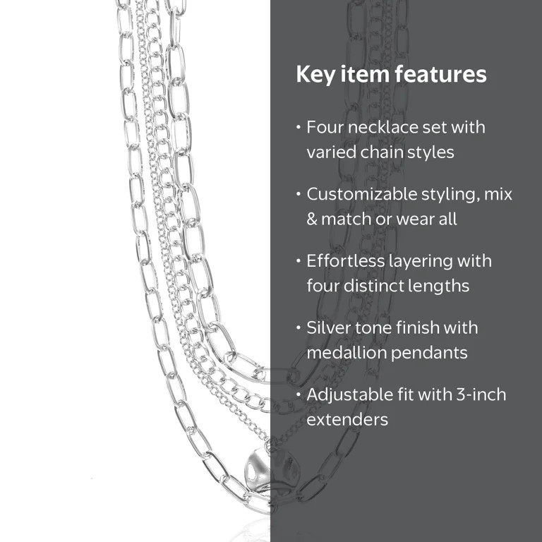 4 Piece Pendant Necklace Set | Walmart (US)