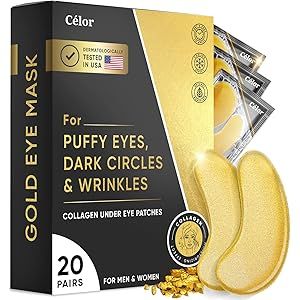 Under Eye Patches (20 Pairs) - Gold Under Eye Mask Amino Acid & Collagen, Under Eye Mask for Face Ca | Amazon (US)