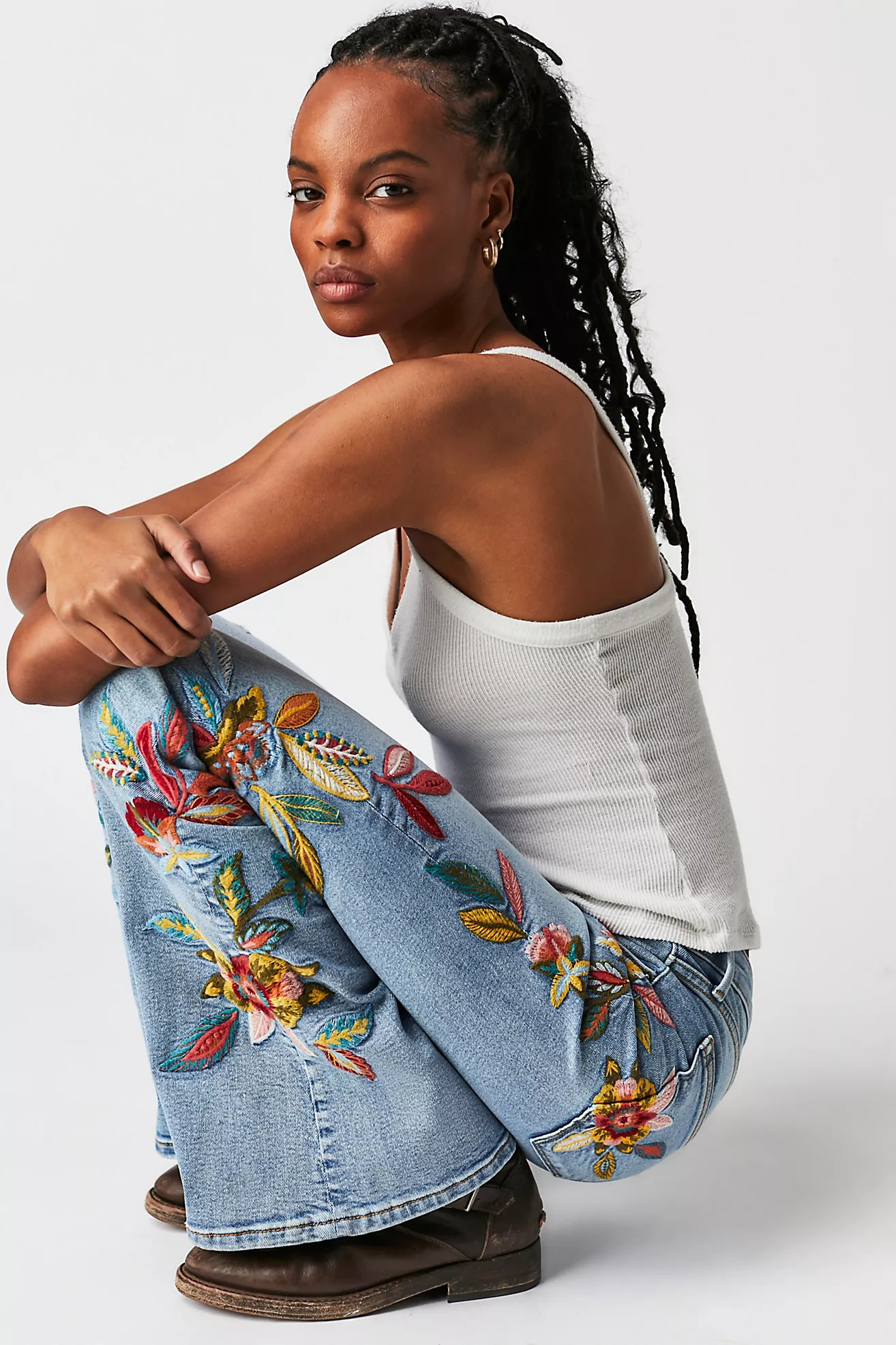 Driftwood Farrah Embroidered Flare Jeans | Free People (Global - UK&FR Excluded)