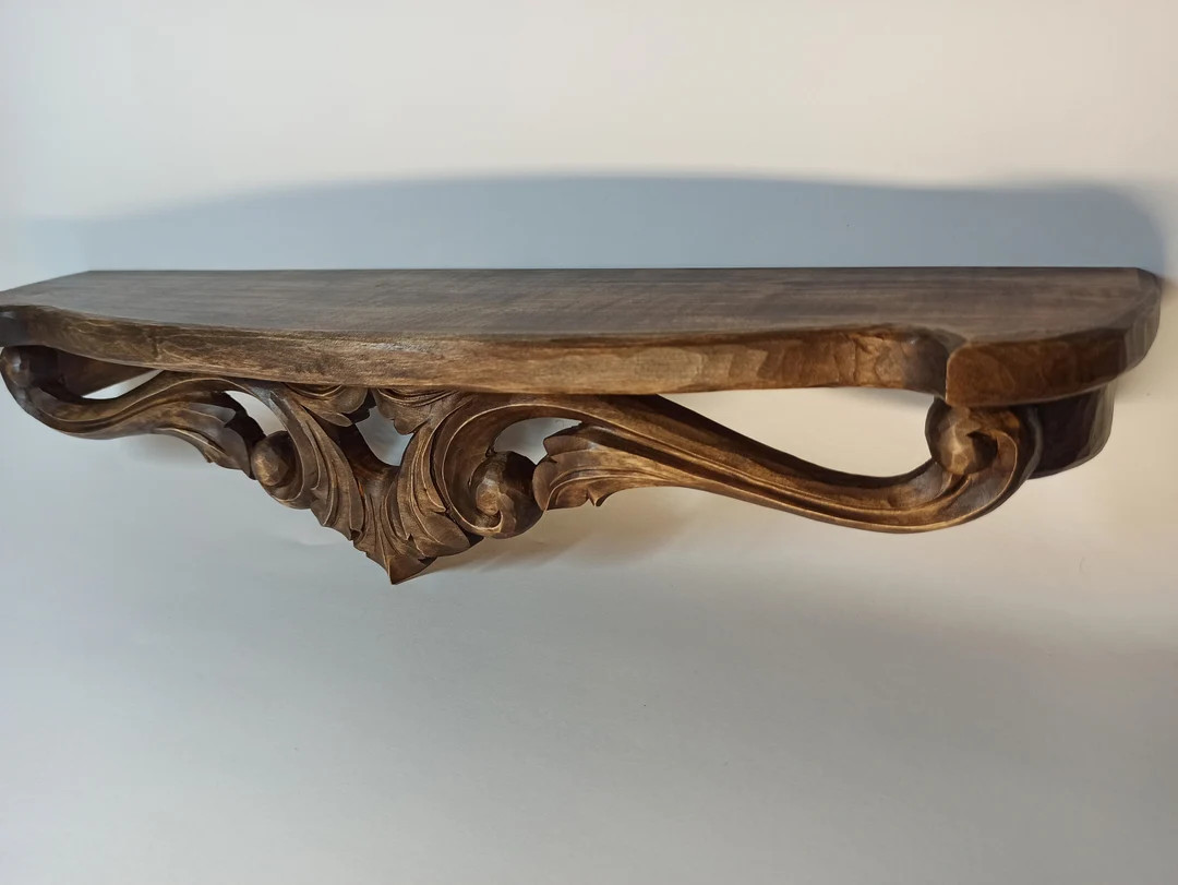 Hand Carved Wood Wall Shelf, Antique Style Home Decor | Etsy (US)