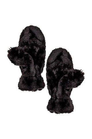 Coco Faux Fur Mittens in Noir | Revolve Clothing (Global)