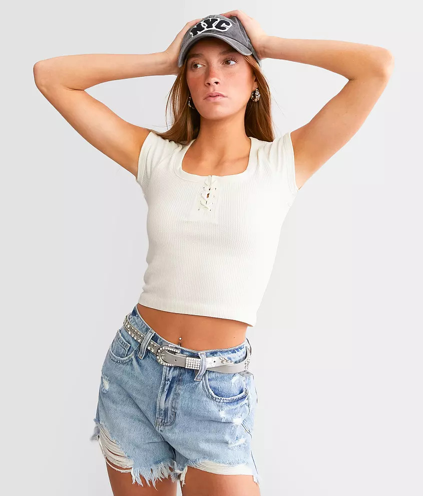 Seamless Lace-Up Top | Buckle