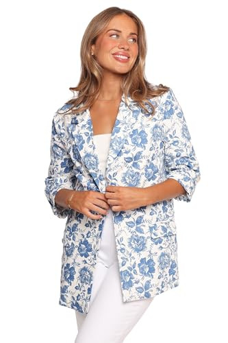 Billie Blazer - White/Blue L | Amazon (US)