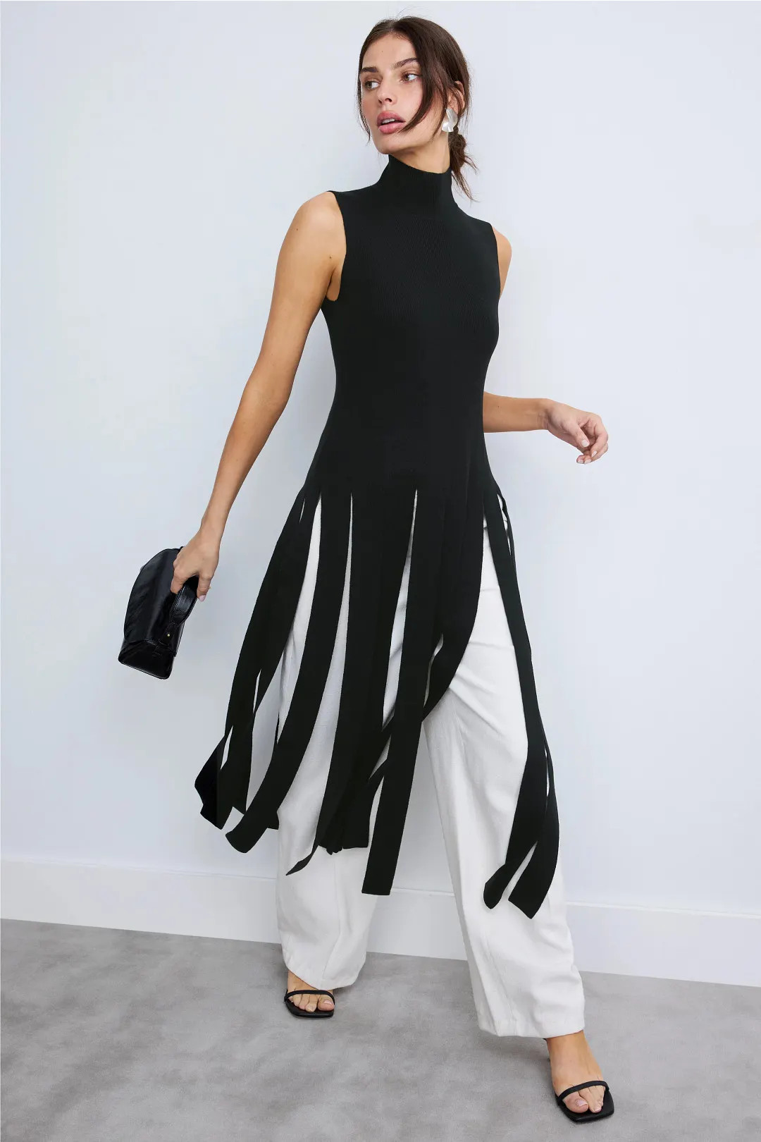 Mock Neck Fringe Sweater | Rent the Runway