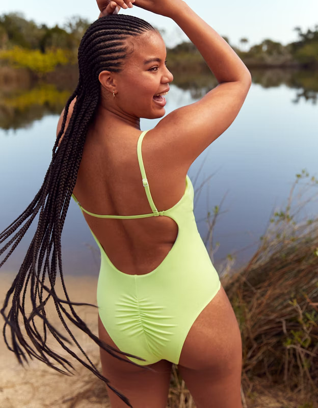 OFFLINE Real Me Ruched Scoop One Piece Swimsuit | American Eagle Outfitters (US & CA)