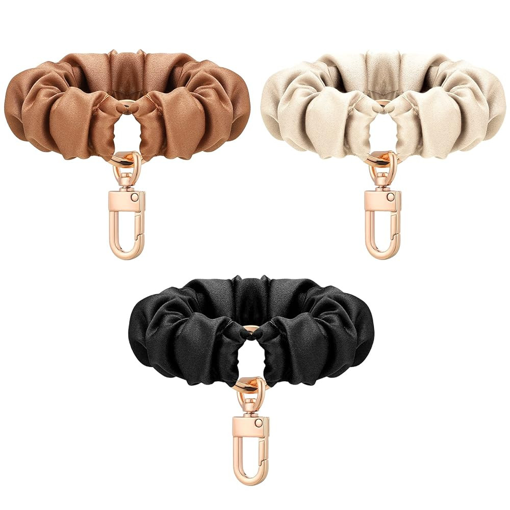 Jadive 3 Pcs Scrunchie Keychain Wristlet Bracelet Stretchy Keyring Wrist Holder for Women | Amazon (US)