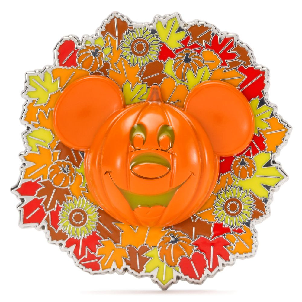 Mickey Mouse Jack-o'-Lantern Wreath Light-Up Halloween Pin | Disney Store
