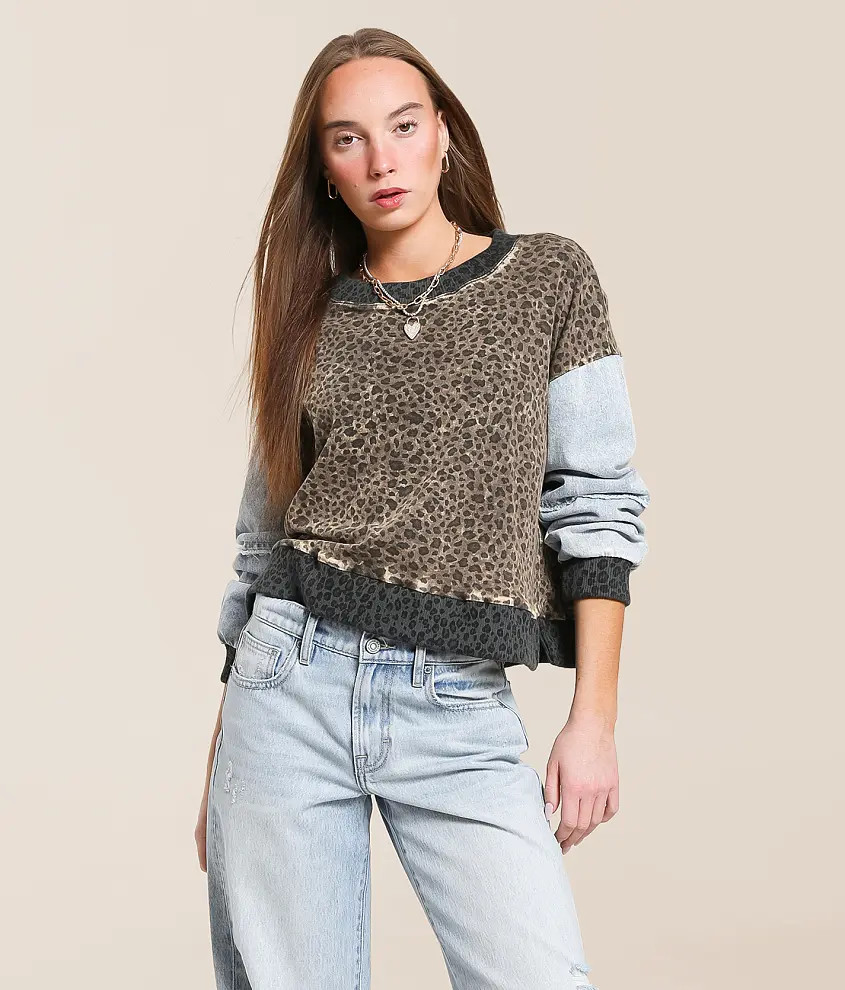 Washed Cheetah Pullover | Buckle