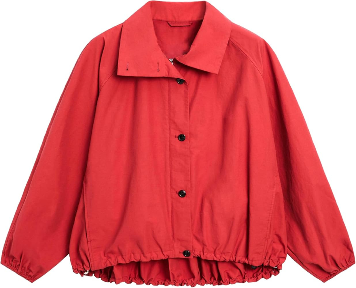 Womens Bomber Jackets Oversized Button High Neck Puff Coats Elastic Balloon Hem Fall Tops | Amazon (US)