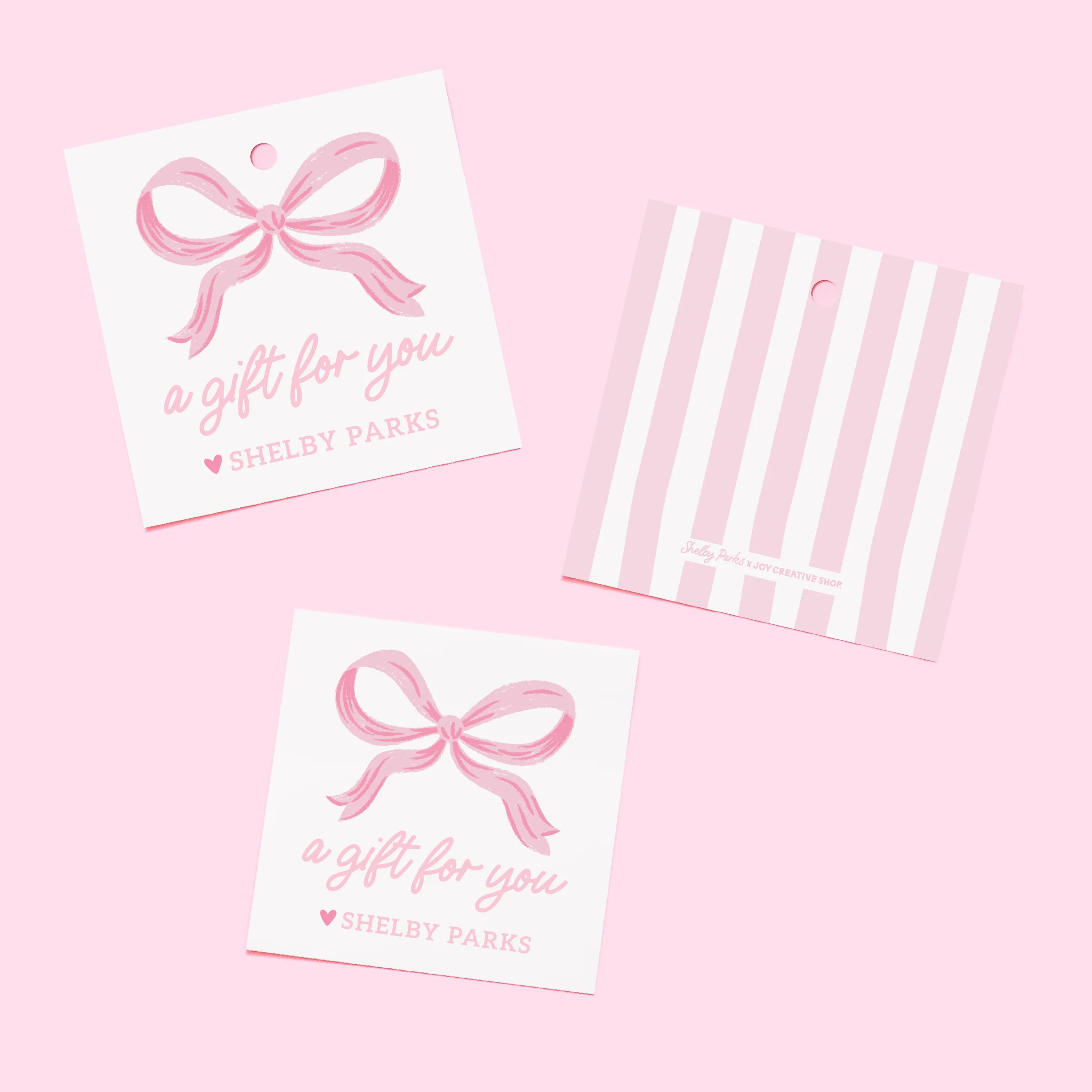 Shelby Parks Pink Bow Personalized Gift Tags or Stickers | Joy Creative Shop