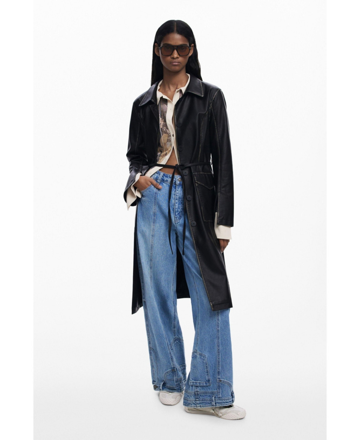 Desigual Women's Long faux leather jacket - Black | Macy's