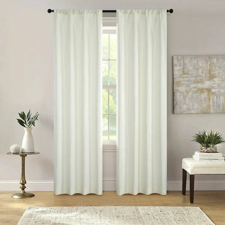 Mainstays Southport Textured Light Filtering Curtain Panel Pair, Set of 2, Ivory, 40"W x 95"L | Walmart (US)