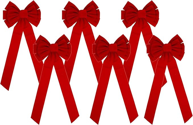 Iconikal 10-Loop Velvet Bows, Red, 11.5 x 26-Inch, 6-Pack | Amazon (US)