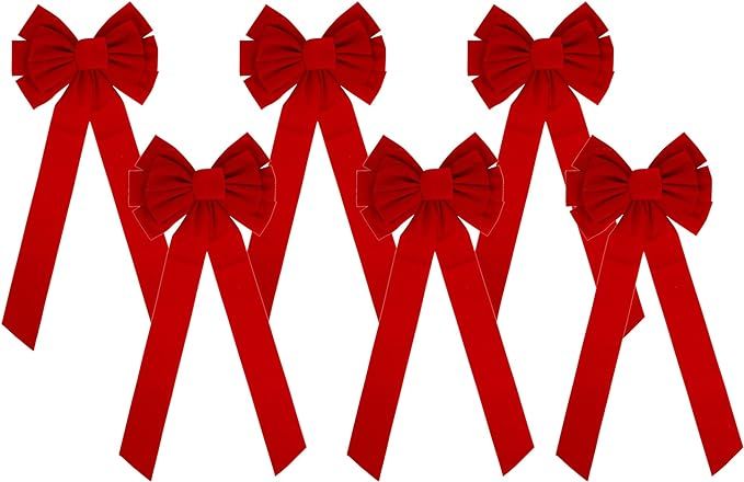 Iconikal 10-Loop Velvet Bows, Red, 11.5 x 26-Inch, 6-Pack | Amazon (US)