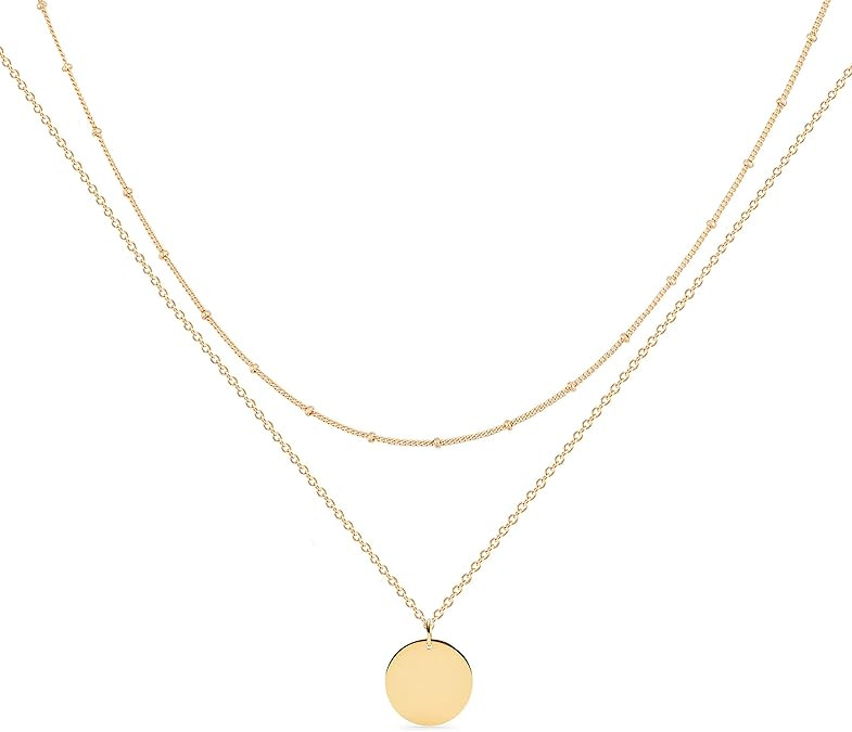 MEVECCO Layered Heart Necklace Pendant Handmade 18k Gold Plated Dainty Gold Choker Arrow Bar Laye... | Amazon (US)