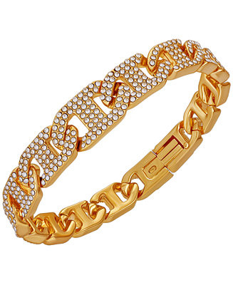 GUESS Glass Stone Pave Gold-Tone Chain Bracelet (also in Silver-Tone) - Macy's | Macy's