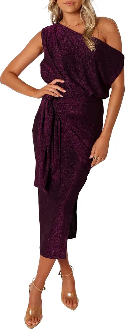 Santiago Metallic Side Tie One-Shoulder Midi Dress | Nordstrom