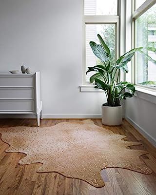 Loloi II Bryce Collection Faux Cowhide Area Rug, 3'10" x 5', Tan/Gold | Amazon (US)