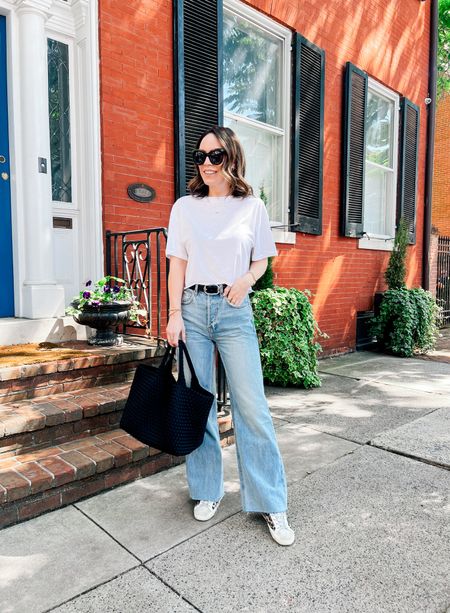 Wide leg jeans and a simple white tee 

#LTKOver40 #LTKStyleTip