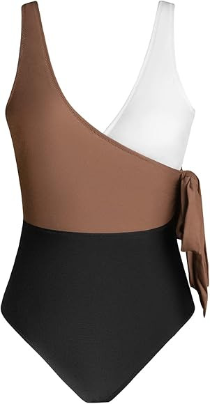CUPSHE Women's One Piece Swimsuit Wrap Color Block Tie Side Bathing Suit | Amazon (US)