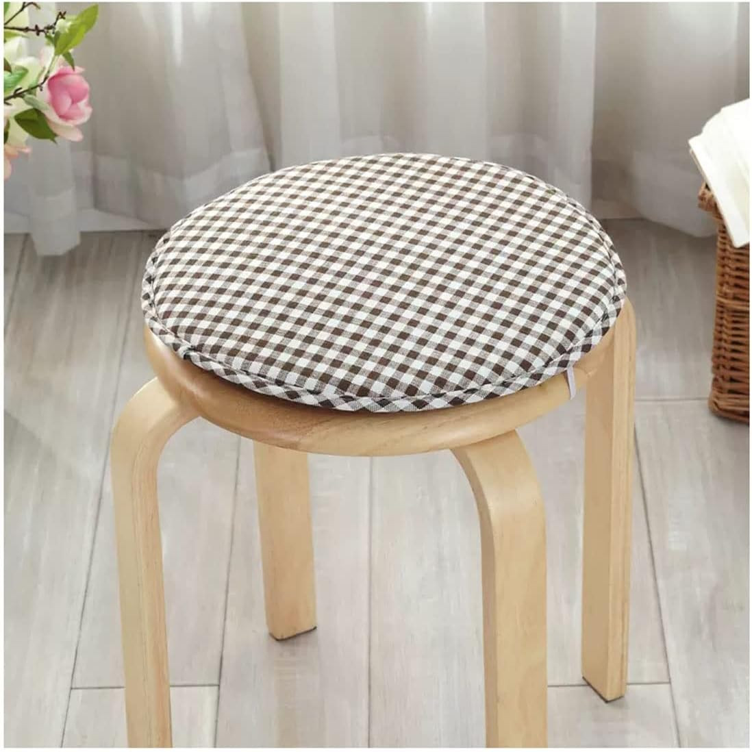 Round Sponge Chair Pads, Small Round Stool Seat Cushion, Four Seasons Universal Round Dining Chair Cushion, Non-Slip Seat Pad with Elastic Ties Hooks (Color : Color 17, Size : 40 * 40cm) | Amazon (US)