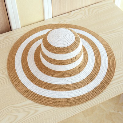 Striped Beach Hat Sun Visor Straw Hat Large Brimmed Hat Women | eBay | eBay US