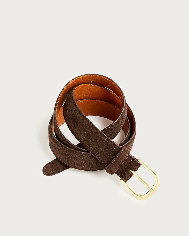 Italian suede and leather round-buckle dress belt | J. Crew US