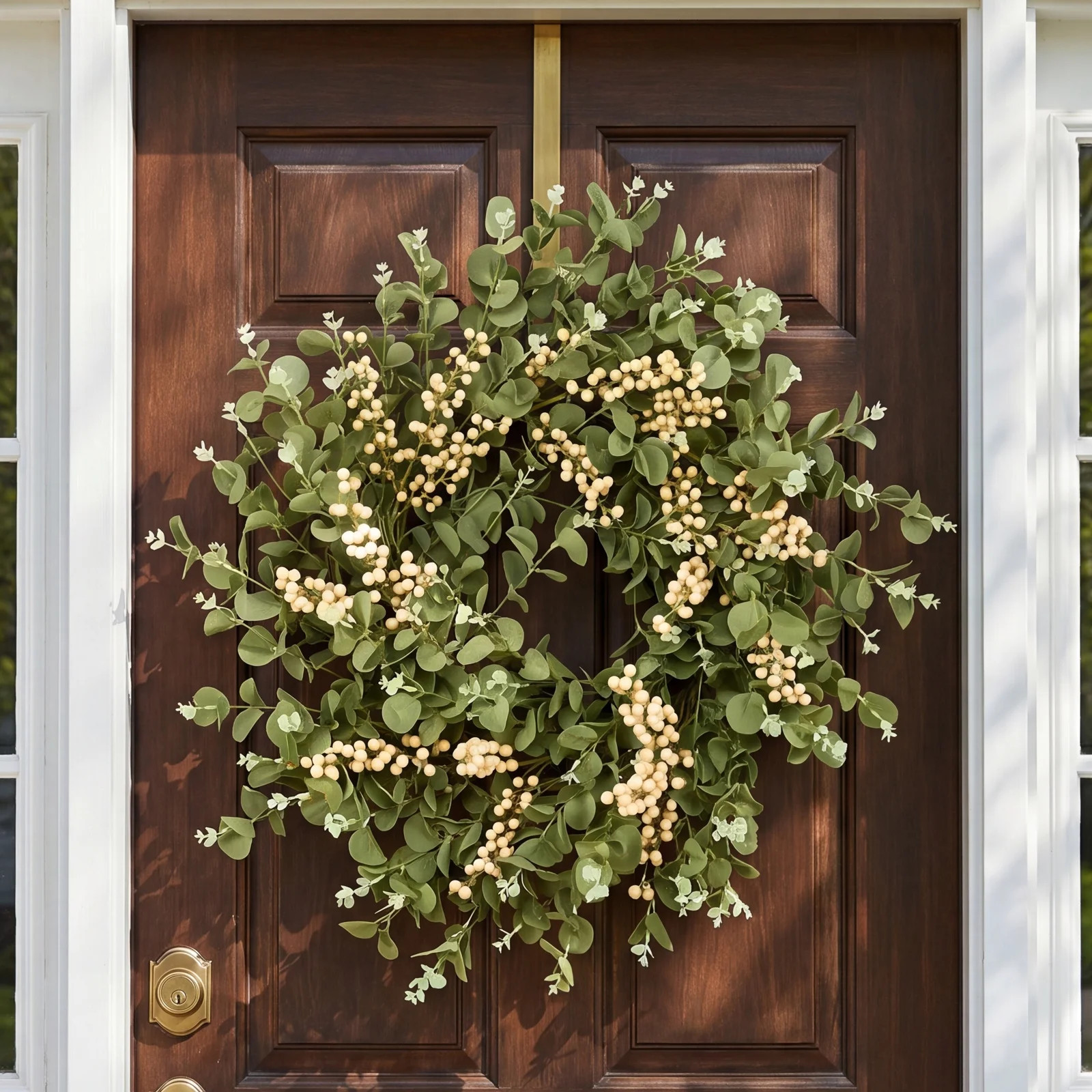 24" Handcrafted Faux Eucalyptus Berry Wreath for Front Door | Birch Lane