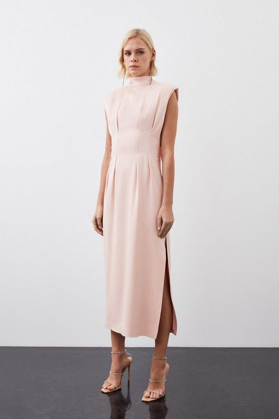 Satin Back Crepe Woven Midaxi Dress | Karen Millen US