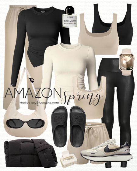 Shop these Amazon athleisure wear outfit finds! Travel outfit matching sets, athleisurewear, Bottega nylon cassette bag, Free People tote bag and Lululemon hobo bag look for less, faux leather leggings, shorts bra, joggers, Nike Phoenix Waffle sneakers, Gucci slides and more! 

Follow my shop @thehouseofsequins on the @shop.LTK app to shop this post and get my exclusive app-only content!

#liketkit 
@shop.ltk
https://liketk.it/4z10U

#LTKSeasonal #LTKstyletip #LTKtravel