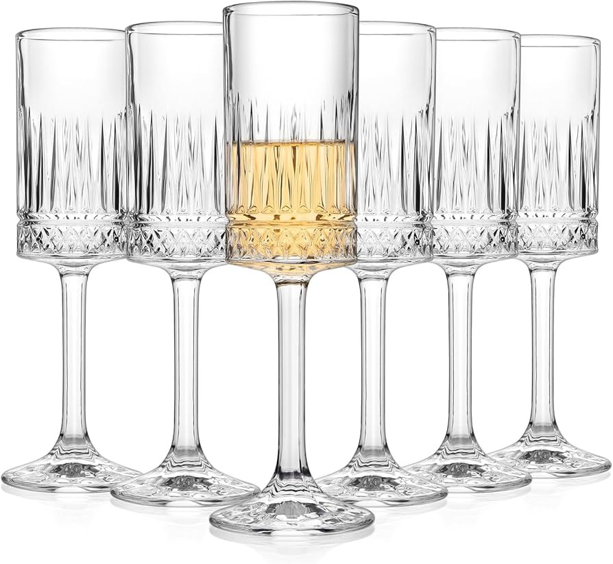 Champagne Flutes Set of 6, Lead-Free Crystal Champagne Glasses, 7oz Square Champagne Glassware, U... | Amazon (US)
