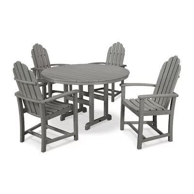 POLYWOOD Classic Adirondack 5-Piece Round Farmhouse Dining Set | Wayfair North America