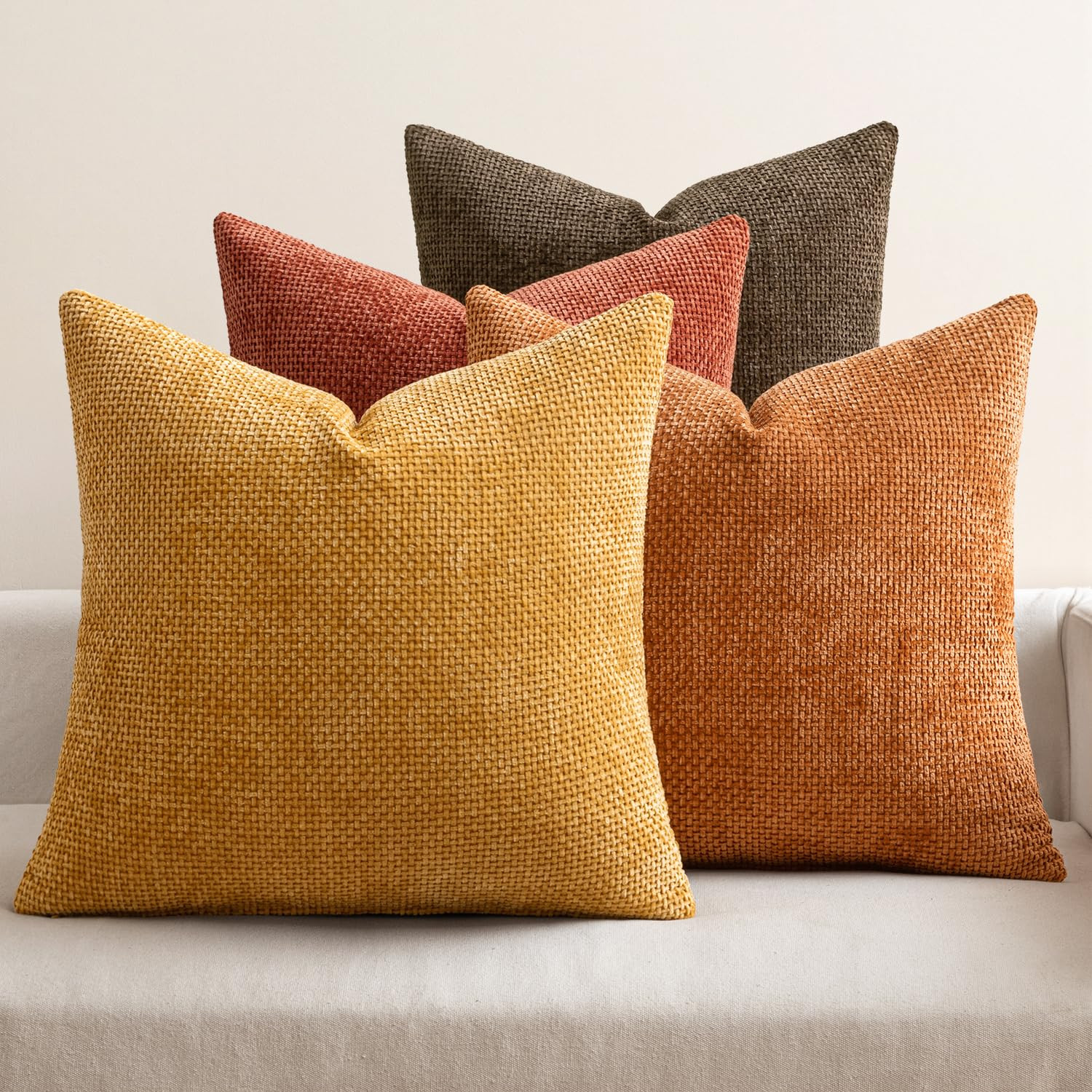 MIULEE Pack of 4 Fall Orange/Yellow Couch Throw Pillow Covers 18x18 Inch Yellow Green Soft Decora... | Amazon (US)