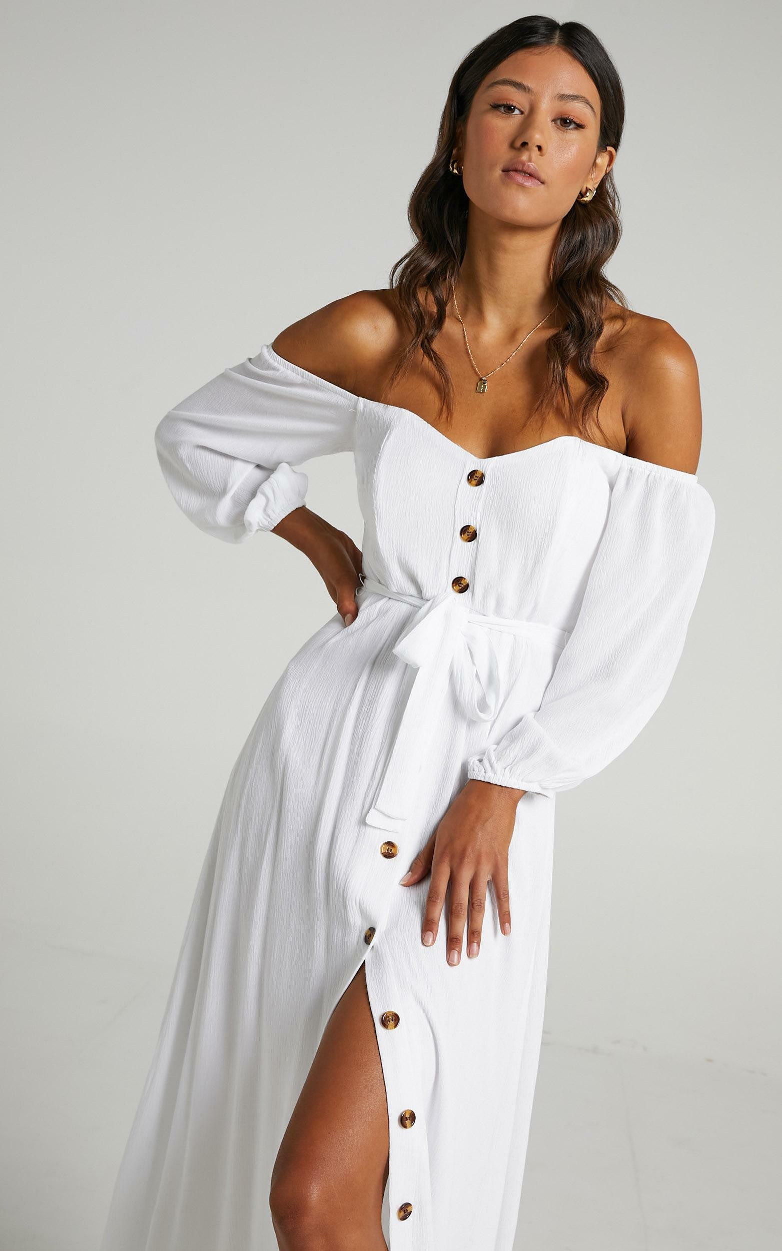 Sorrento Dreaming Dress in White Linen Look | Showpo - deactived