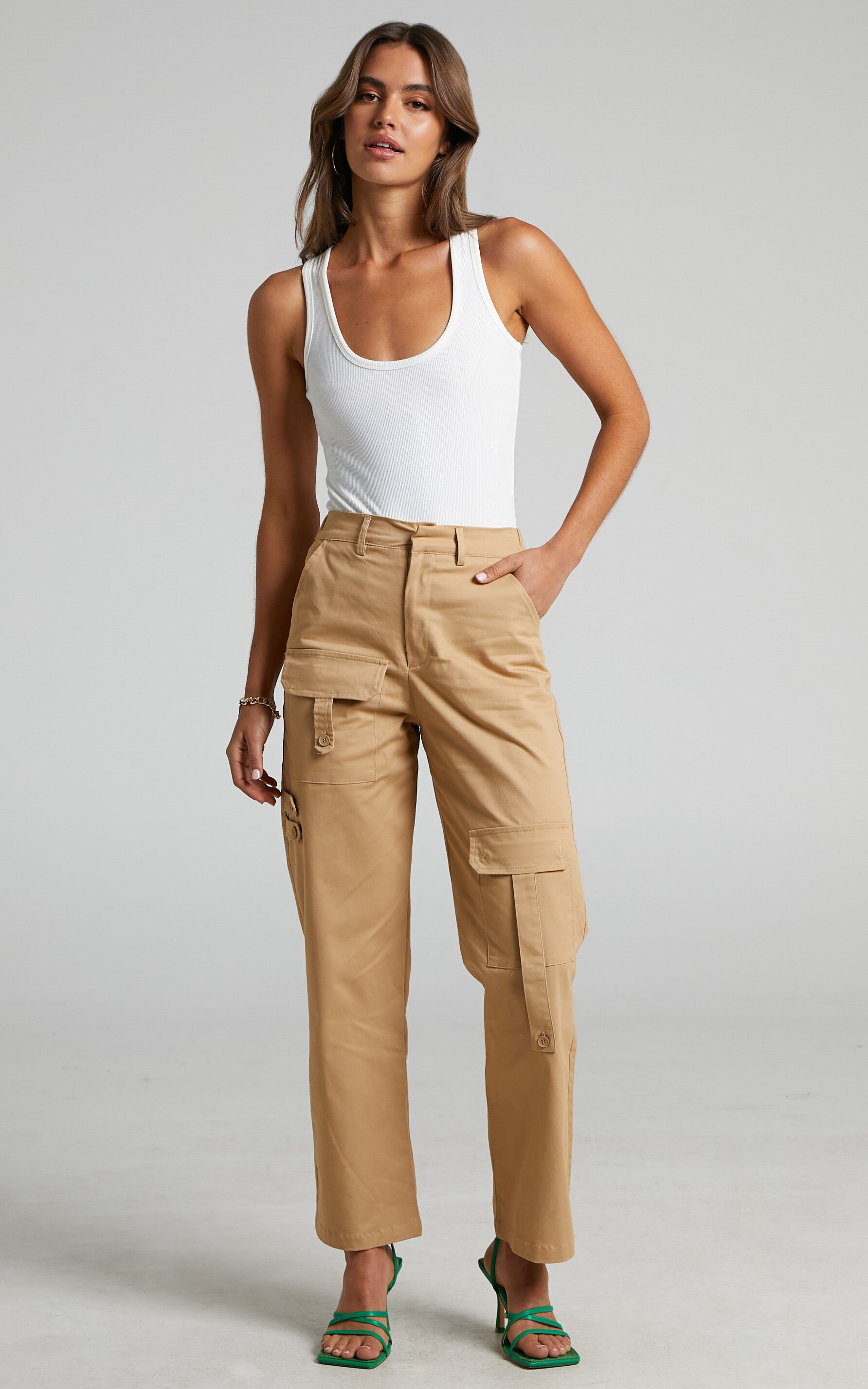 Alvinia Utility Cargo Pants in Camel | Showpo - deactived