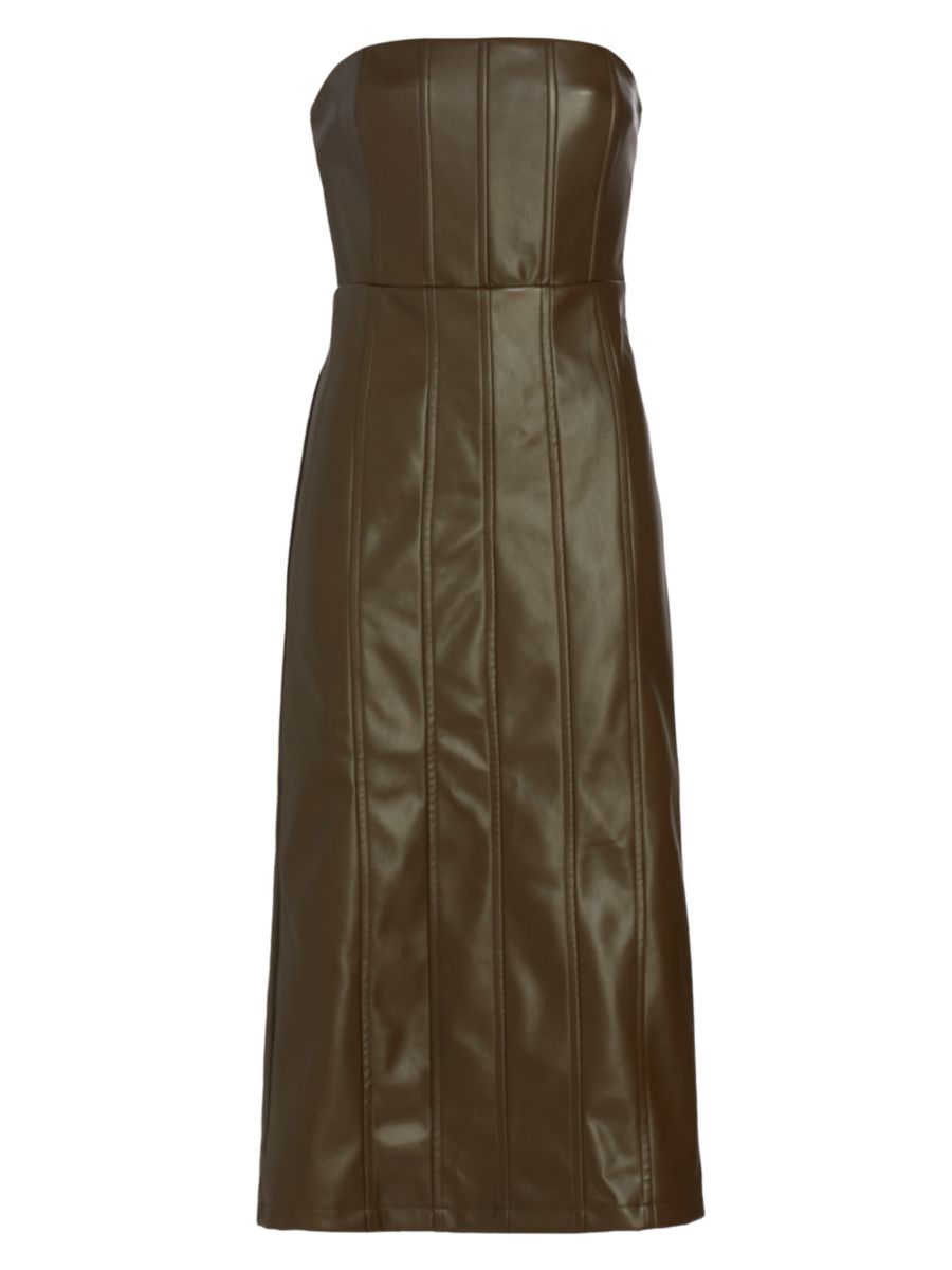 Lana Strapless Vegan Leather Midi-Dress | Saks Fifth Avenue