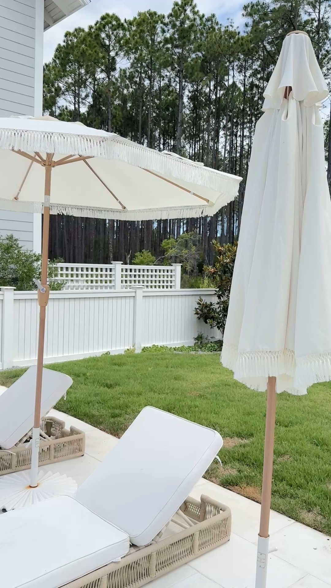 The best patio umbrellas and the price is so good!! I had to replace the cushions on these loungers. The cover was quite thin and ripped.  So consider that in your budget  

#LTKSeasonal #LTKHome