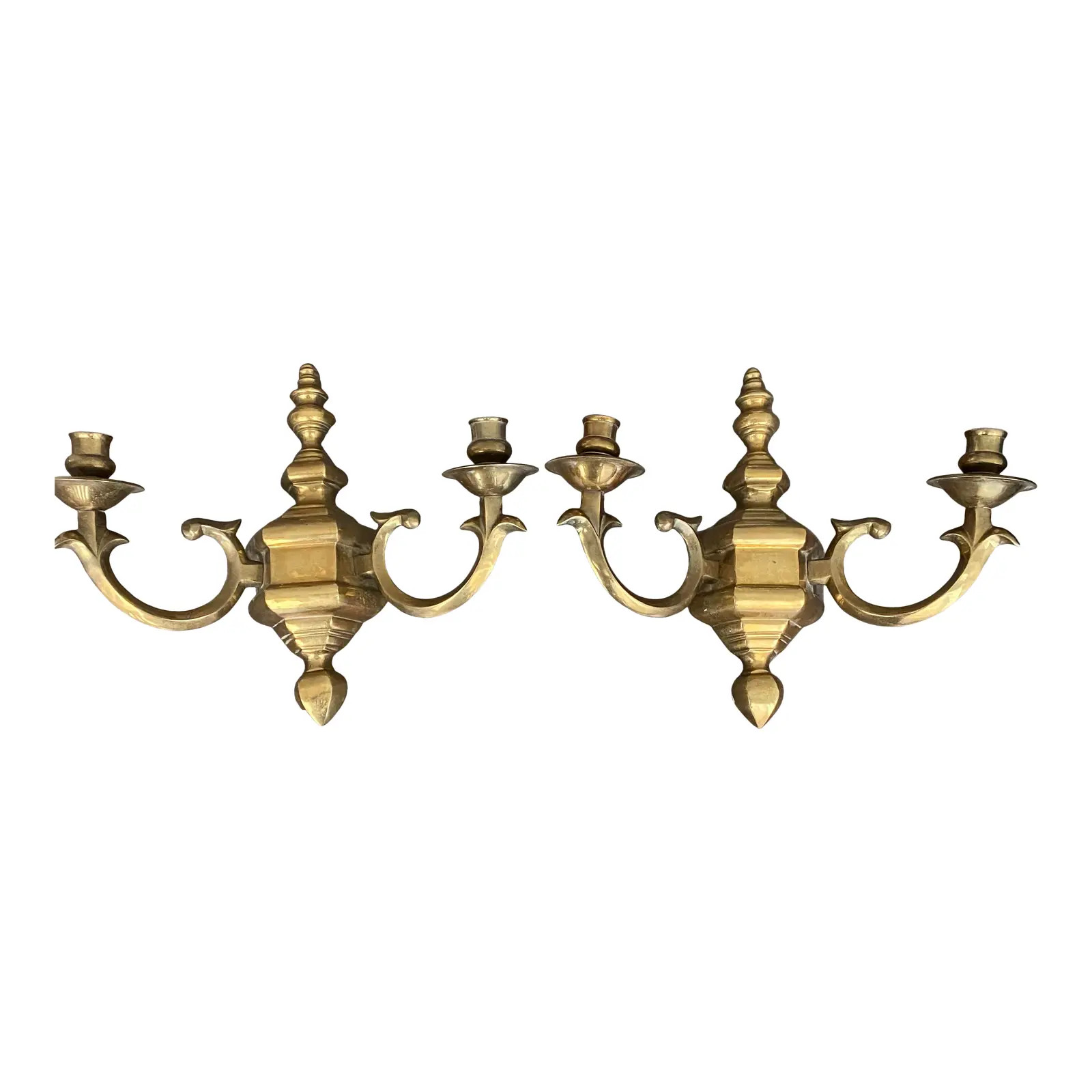 Vintage Mid Century Modern Brass Wall Sconces Candle Holders - a Pair | Chairish