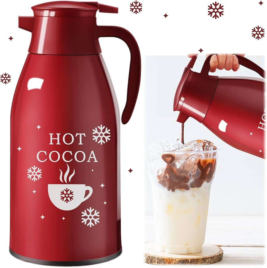 LemonRoad 1 Pcs 68 oz Hot Chocolate Drink Dispenser Red Cocoa Drink Dispenser for Keeping Christm... | Amazon (US)