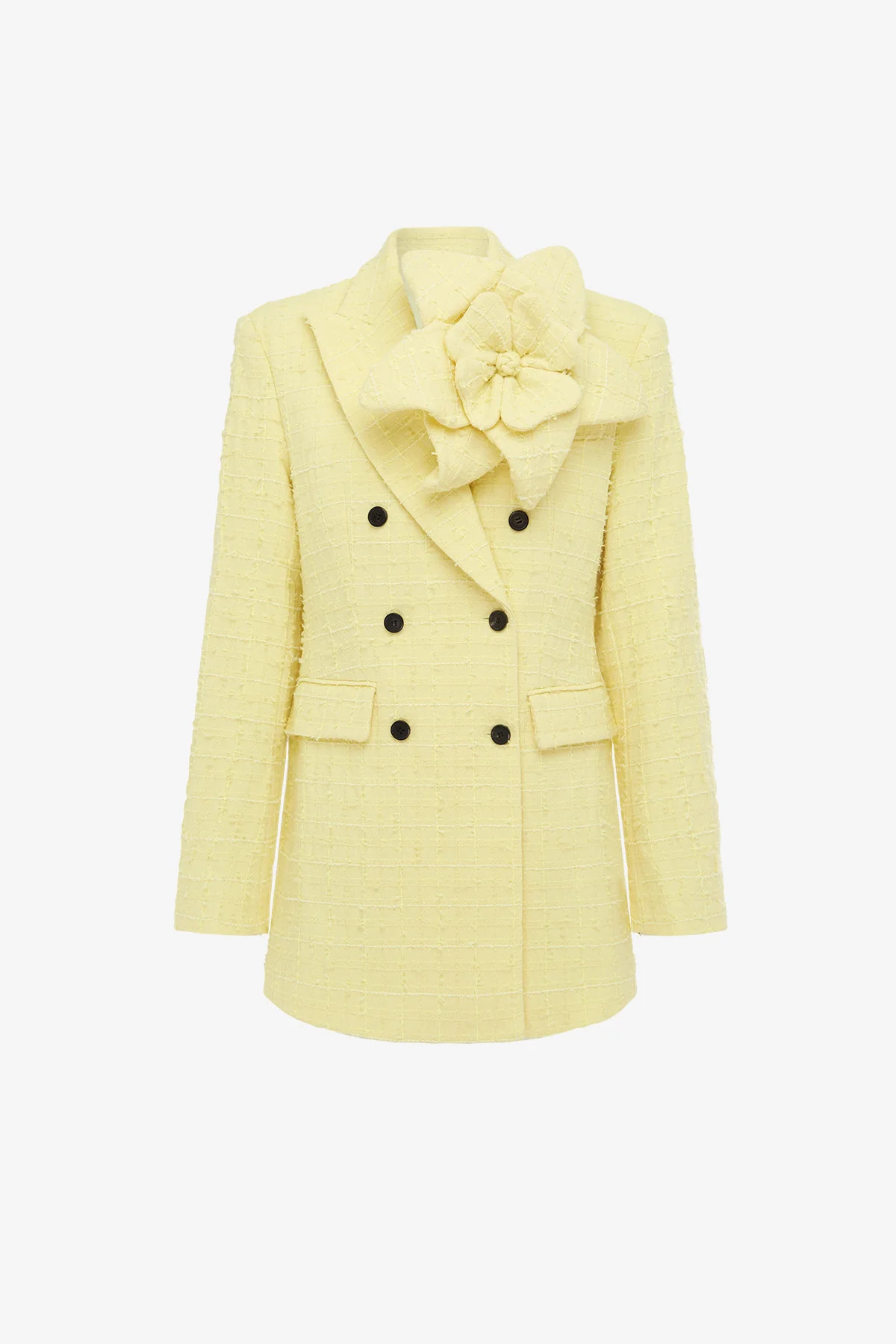 Jazlyn Tweed Blazer - Sorbet Yellow | LEO LIN US