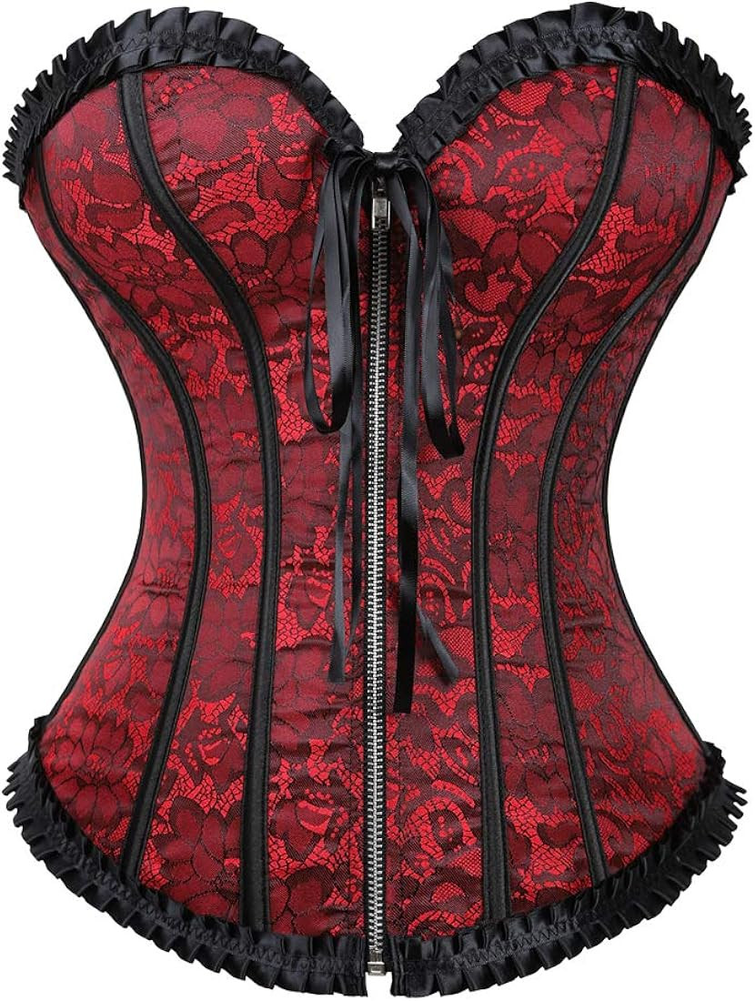 Grebrafan Womens Corsets Zip Renaissance Corset Bustier Top | Amazon (US)