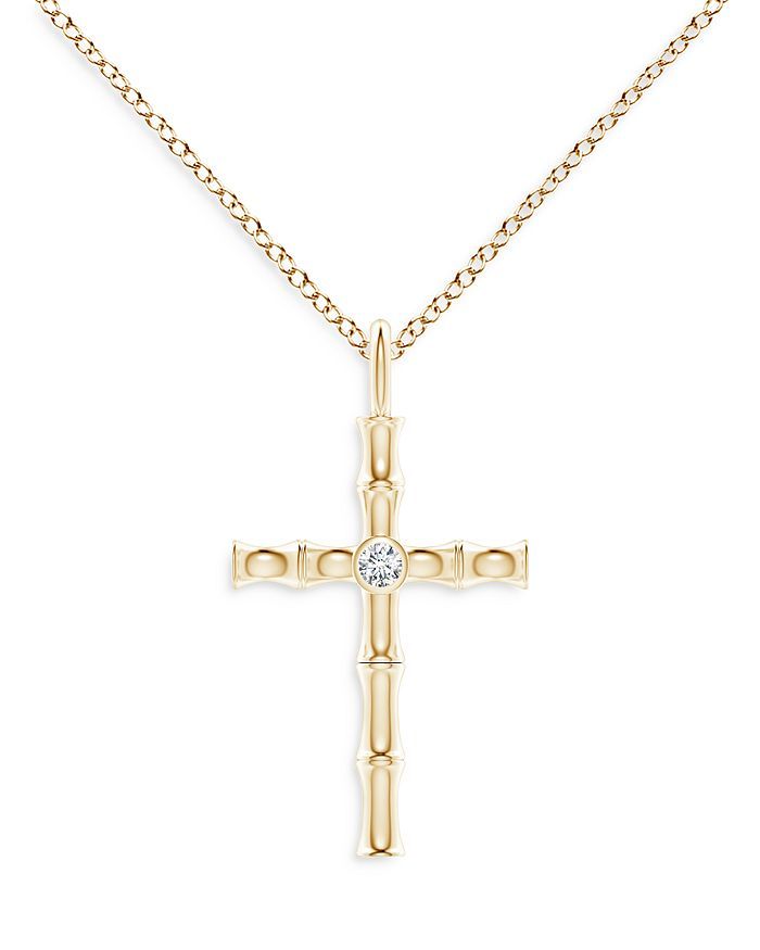 14K Yellow Gold Bamboo Diamond Cross Pendant Necklace, 17" | Bloomingdale's (US)