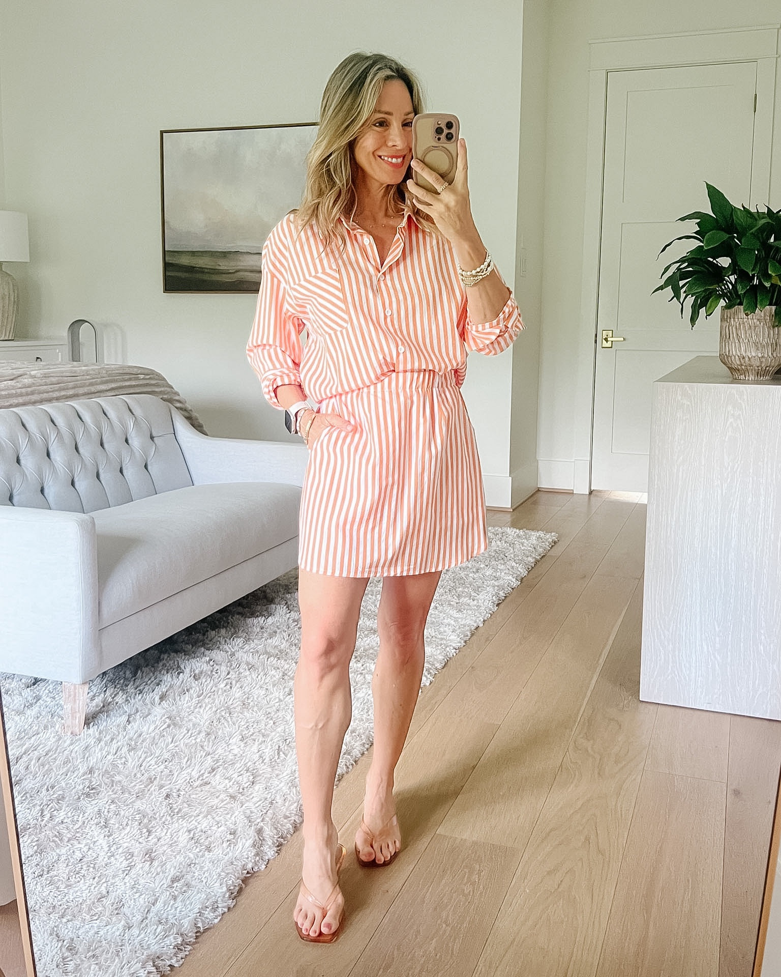 if you love a button down style this matching set is adorable! The skirt comes with built in shorts underneath 

Set Fit: I’m wearing an XS

#LTKmomlife #LTKgrwm #LTKOver40