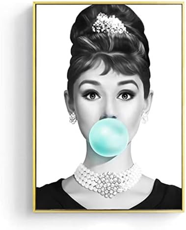 LuckyBamboo Audrey Hepburn Wall Art, Breakfast at Tiffany's Canvas Art - Poster Pink Bubble Gum P... | Amazon (US)