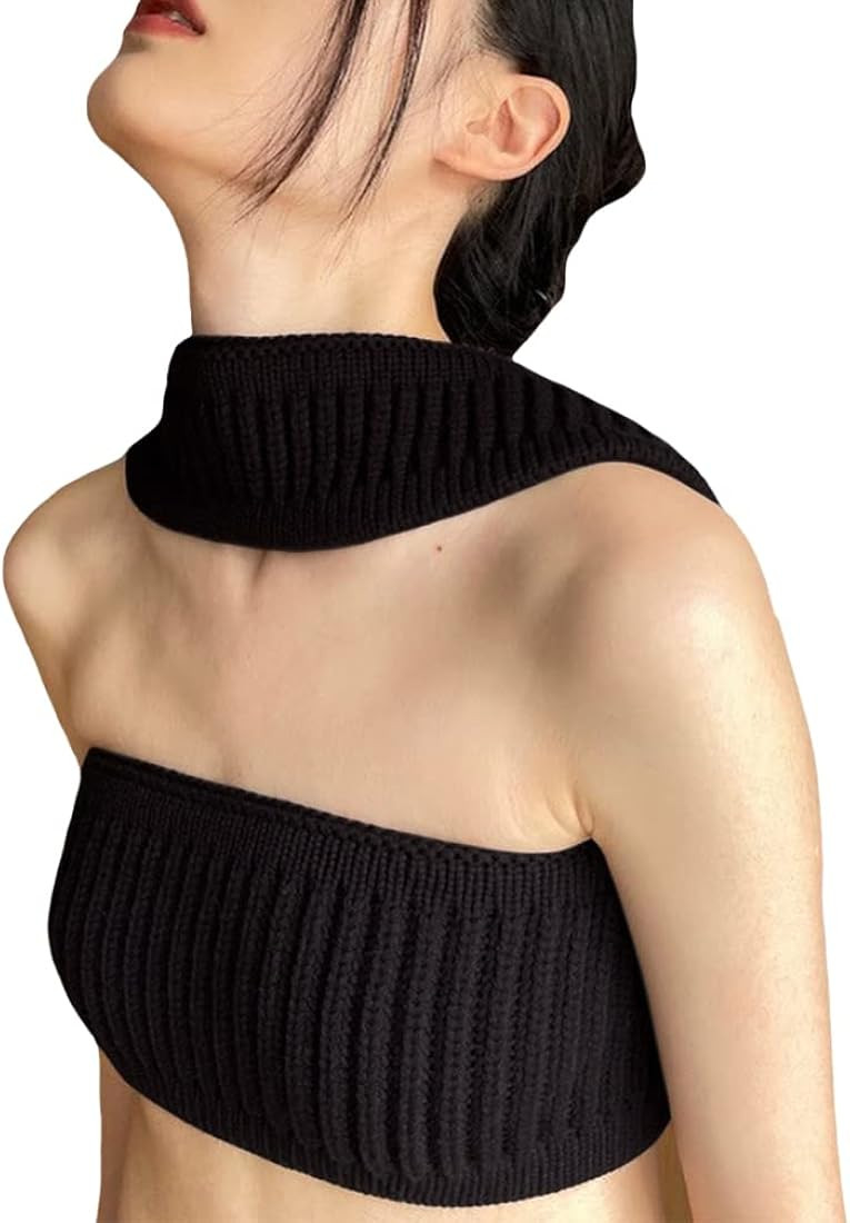 Sdencin Women Sleeveless Sexy Halter Out Knitted Tube Top Strapless Solid Slim Backless Crop Top Cam | Amazon (US)