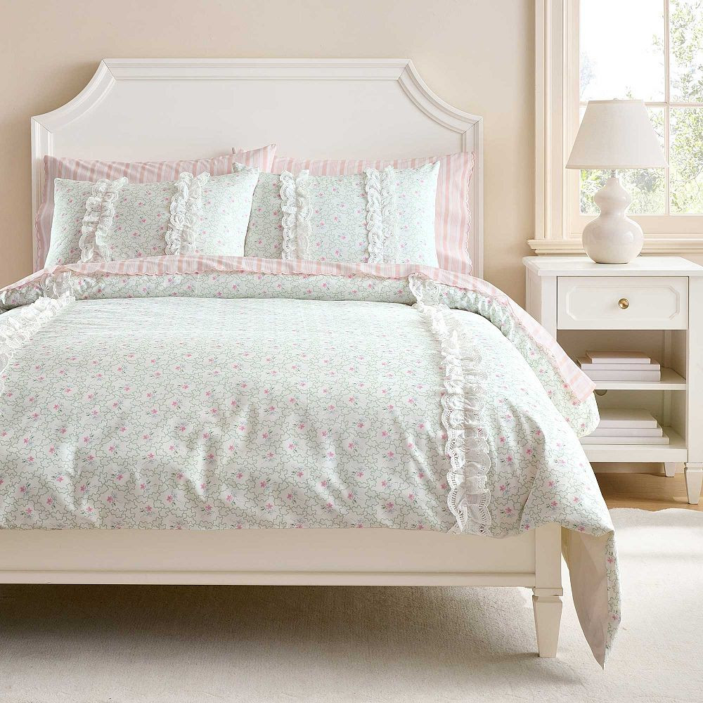 Hill House Home Clematis Scallop Floral Duvet Cover | Pottery Barn Teen