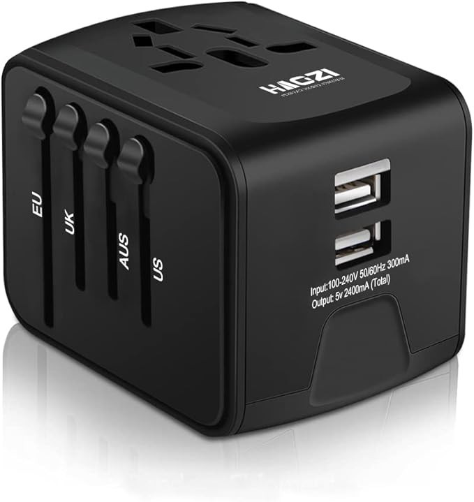 HAOZI Universal Travel Adapter, All-in-one International Power Adapter with 2.4A Dual USB, Europe... | Amazon (US)