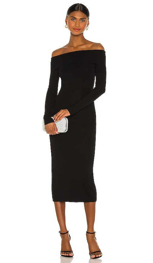 Bardot Off Shoulder Knit Dress in Black. - size M | Revolve Clothing (Global)